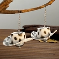 Pendientes disco estilo western con diseño de sombrero de vaquero y estampado de vaca - Sombrero de Vaquero Estampado de Vaca (01 Blanco K K-320) / Estampado de vaca
