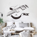 Minimalistischer schwarzer Gitarren-Wandtattoo für moderne Wohnzimmer-Wanddeko - Schwarz