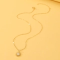 Gouden ketting met een zonnestraal hanger ingelegd met witte zirkonia's - Zon Ketting (N-974)