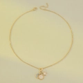 Gold-plated alloy necklace featuring sun, star, and blue stone moon pendants - Sun Moon Star Pendant (N-983) / KC Gold