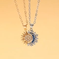 Matching sun and moon magnetic necklaces for couples in gold and silver finish - Sun Moon Magnetic Style (11678)
