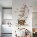 Sketch style sailboat wall sticker with seagulls for living room home decor decoration - XH6224 Small Sailing Boat