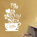Vinilo decorativo taza de café creativo con vapor de corazón para la cocina - Blanco