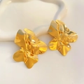 Chic irregular golden floral petal earrings with a polished metallic finish - Medium KC Gold Color (7524)