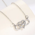 Silberne Unendlichkeit-Herz-Halskette mit Mikro-Pavé-Kristallen an einer O-Kette - Silberner Stil (03 White K S104)