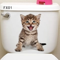 Sticker chat 3D réaliste FX01 pour abattant de WC et décoration murale - Chat Tigré Rieur (FX01)