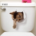 Sticker 3D réaliste chat tigré sortant du mur pour décor de toilettes ou surfaces lisses - Chat Rayé Curieux (FX02)