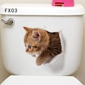 Sticker mural 3D chaton tigré brun réaliste sortant d'un trou fissuré FX03 - Chaton Tigré Foncé (FX03)