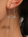 Silberne Durchzieher-Ohrringe mit Geweih-Anhänger und blauem Mondstein für Damen - Mondstein-Hirschkopf-Stil (9221) / Silber