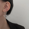 Silberne Stern-Ohrhänger mit feiner Kette und funkelnden Akzenten für Damen - Fünfzackiger Stern-Stil (9218) / Silber