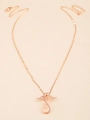 Roségoldene Halskette mit Unendlichkeits-Herz und Engelsflügel Anhänger und Kristallen - Roségoldener Stil (13 Rose Gold N-649)