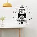 Schwarzer Weihnachtsbaum Wandaufkleber mit Sternen und Schleifen an weißer Wand - Schwarz