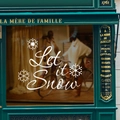 Let it Snow witte vinyl kerst raamsticker met sneeuwvlokken voor winkeldecoratie - Wit