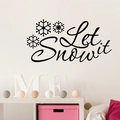 Minimalistische Let it Snow muursticker met sneeuwvlokken voor winter raamdecoratie - Zwart