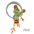 Divertida pegatina de rana 3D verde con lupa en una pose de curiosidad - Rana con Lupa (FX12)