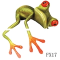 Funny green tree frog sticker with orange feet for car and home decor, model FX17 - Climbing Frog (FX17)