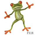 Funny 3D cartoon frog sticker with red eyes and green body for car and home decor - Dancing Frog (FX18)