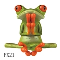Creative 3D cartoon frog wall sticker in yoga meditation pose with orange feet - Yoga Meditating Frog (FX21)