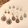 Lot de six paires de boucles d'oreilles bohèmes vintage en argent et bronze vieilli - Lot de 6 Paires de Boucles d'Oreilles