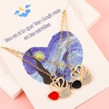 Elegant swan pendant necklace set with crystal inlay and colorful enamel for best friends - Black & Red Swan Style (02KC Gold 10248)