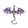 Vintage silver dragon brooch with purple enamel wings and sparkling rhinestones - Antique Silver Dark Violet (DZ-473)