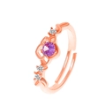 Roségoldfarbener Kronenring mit lila Zirkonia und weißen Kristallen in SKU Ansicht - Blütenblatt-Stil (X774) / Roségold-Violetter Zirkon (X774)
