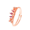 Roségoldener Kronenring mit rosa Zirkon im Marquise-Schliff und Kordelring - Kronenstil (X775) / Roségold-Rosa Marquise-Stein (X775)