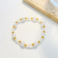 Bracciale di perle bohémien colorato con perle barocche e perline d'oro da donna - Bianco