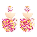 Orecchini geometrici in acrilico con paillettes colorate e dettagli dorati - Palette Rosa Gialla (01 Colorato N-078)
