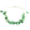Bracciale in stile bohémien con pietre naturali di avventurina verde e cordino intrecciato - Pietra Triturata Verde Chiaro Intrecciata (M-450)