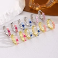 Colorful enamel heart hoop earrings set with gold and silver metal finish for women - 07 6-Pair Colorful Heart Earring Set