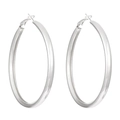 Minimalist high-polish large silver hoop earrings in premium stainless steel style - Earrings / Silver Round Hoop Style (Z-375)