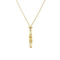 Elegant gold fringe bamboo pendant necklace with a fine mesh chain and polished finish - Gold (Three Section Tassel)
