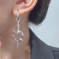 Silberne Gothic Herz-Ohrringe mit Dornen und Punk-Nieten für Damen - Silberne Dornen Herz Anhänger (N-062)