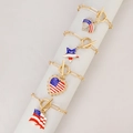 Golden American flag charm bracelets with heart and star enamel pendants for Independence Day - American Flag Theme Set / Four-Piece Set / Gold