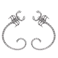 Punk style scorpion ear cuffs in vintage silver metal with detailed relief texture - Scorpion Shape Style (X479) / Antique Silver