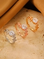 Three laurel leaf adjustable rings in silver, gold, and rose gold with round moissanite - Ring Set (Copper) / Multicolor Combo