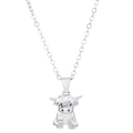 Scottish Highland Cow pendant necklace with detailed fur texture in silver finish - Necklace (X005) / Silver
