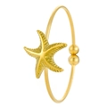 Adjustable gold starfish bracelet with detailed ocean-inspired animal textures - Starfish / Diameter 2.5
