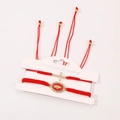 Set de pulseras ajustables de hilo rojo con colgantes de la Virgen María y cruz cristal - Estilo Trenzado (01 KC Oro Rojo G-022) / Juego de Cuerda Trenzada Roja