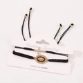 Ensemble de bracelets noirs avec médaille de la Vierge Marie et pendentif croix strass - Ensemble de Corde Tressée Noire