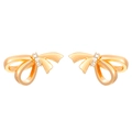 Elegante vergoldete 18K Edelstahl-Schleifenohrringe mit funkelnden Kristallakzenten - Legierung KC Gold Bandschleife Strass Ohrstecker (K-822)