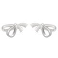 Silberne Schleifen Ohrstecker für Damen mit Zirkon Einlage und minimalistischem Design - Legierung Weißgold Bandschleife Strass Ohrstecker (DZ-517)