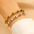 Punk-Totenkopf-Gliederkette für Herren in antikem Gold- und Silberfinish - Altgeld Und Altsilber Armband-Set