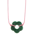 Grüne Marmorierte Blumenkette mit kontrastierendem rosa geflochtenem Kordelband - Halskette (8240)