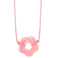Minimalistische rosa Blumenkette mit verstellbarer Wachskordel für Damen - Halskette (8257)