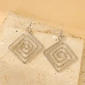 Orecchini a spirale quadrata in argento con design minimalista in metallo e ganci a monachella - Stile Spirale Quadrata (4494) / Argento