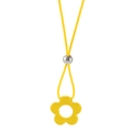 Gelbe Blumenanhänger Halskette mit Wachskordel und Silberperle im Minimal-Design - Halskette (12271)