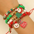Set di braccialetti natalizi colorati in argilla fatta a mano con ciondoli Babbo Natale - Ciondolo Merry 4 Pezzi (11)