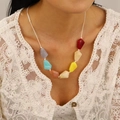 Colorful irregular beaded necklace in bohemian style with multi-color geometric stones - 五边形项链(2561) / Multicolor